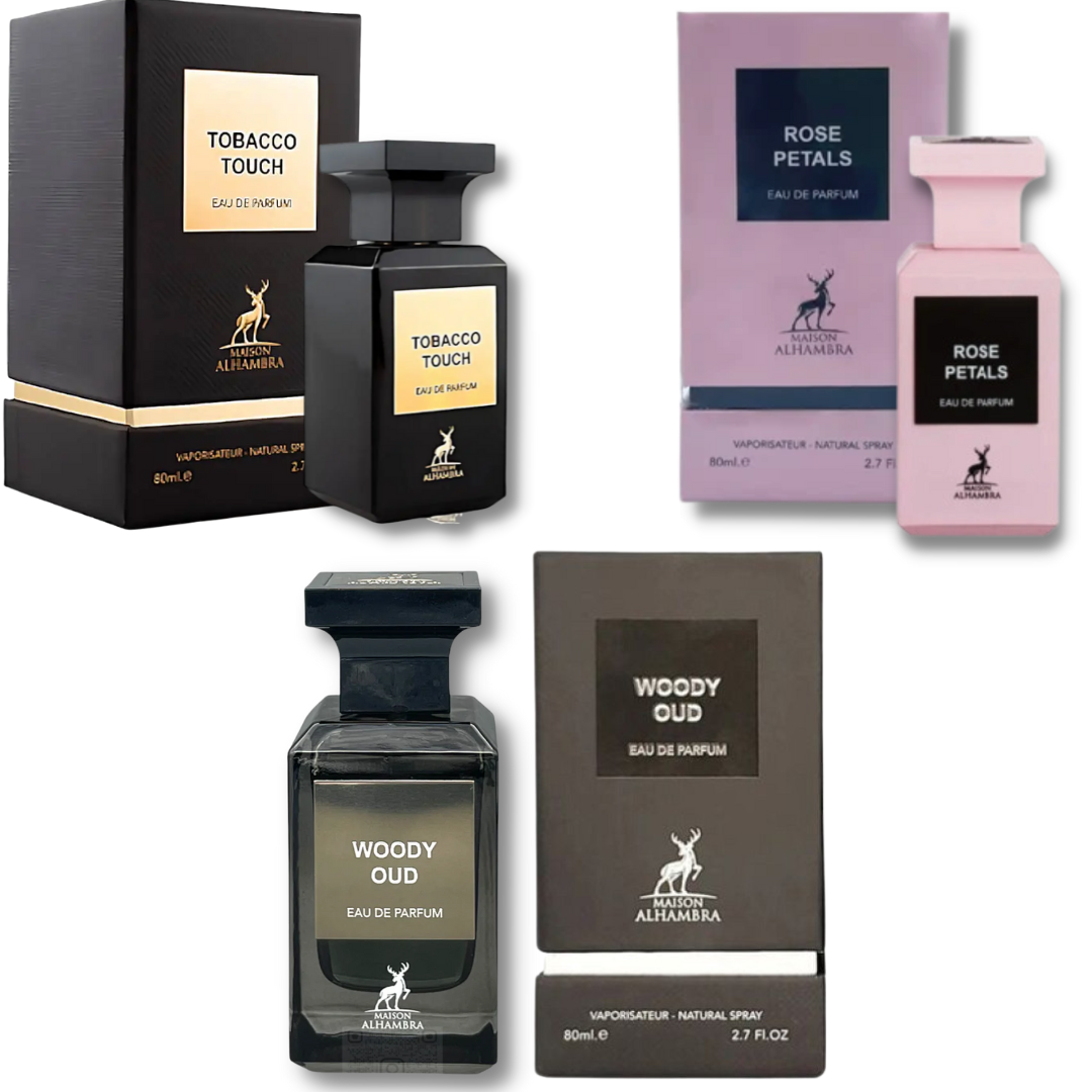 Maison Alhambra Woody oud, Tobaco Touch, & Rose Petals Amazing Collection EDP - 80Ml (2.7 Oz) |Maison fragrance - Intense oud