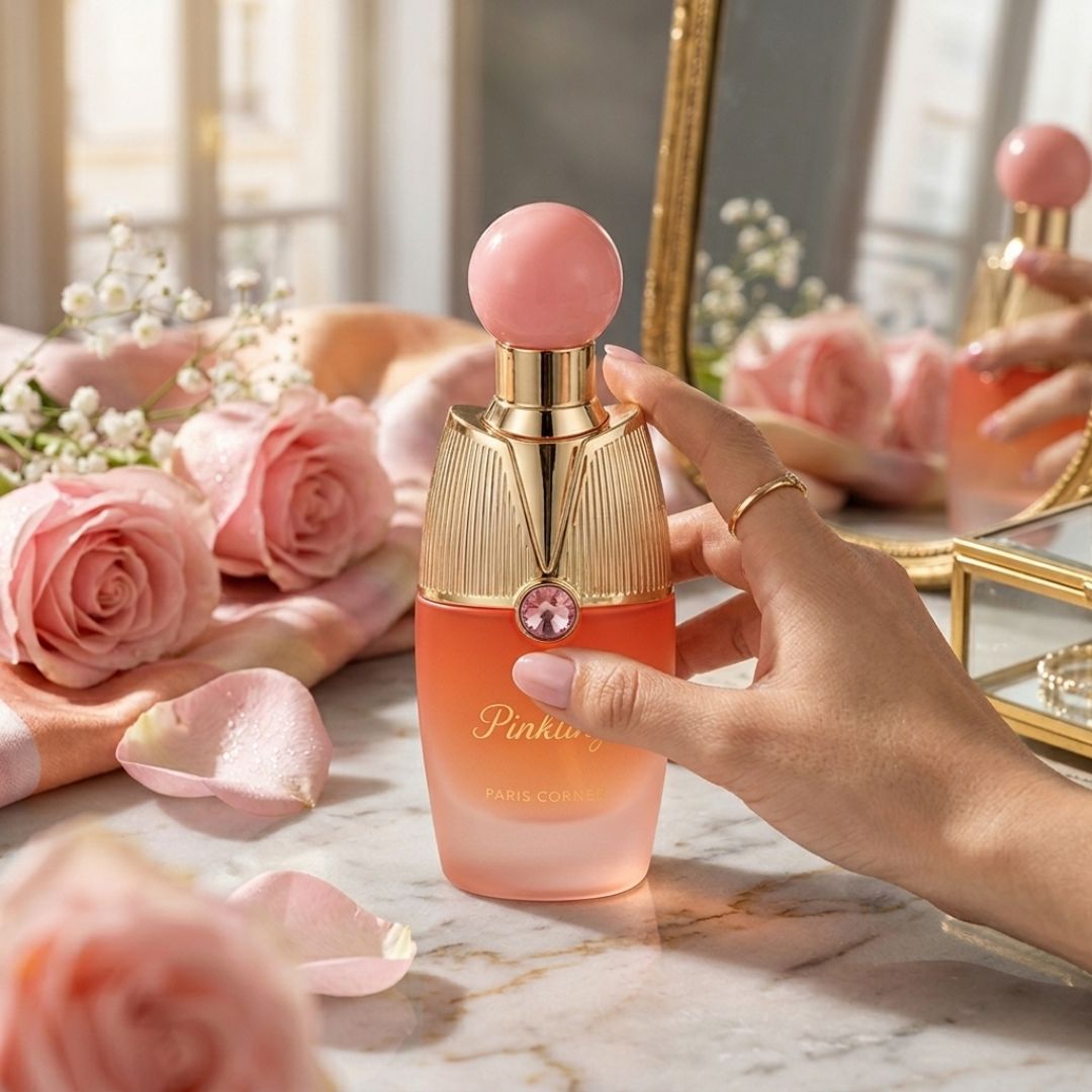 Pinkling Eau de Parfum Spray by Paris Corner, 100ml bottle with elegant pink packaging and floral design.