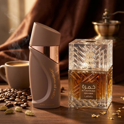 Affogato al Caffè by Paris Corner & Khamrah Qahwa by Lattafa Eau de Parfum Sprays 100ml (3.4 oz) (Bundle)