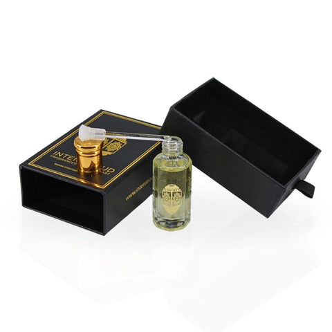 Intense Oud Attar Al Wardat perfume oil in a 12ml bottle with a black gift box, featuring a sleek loose oil design.