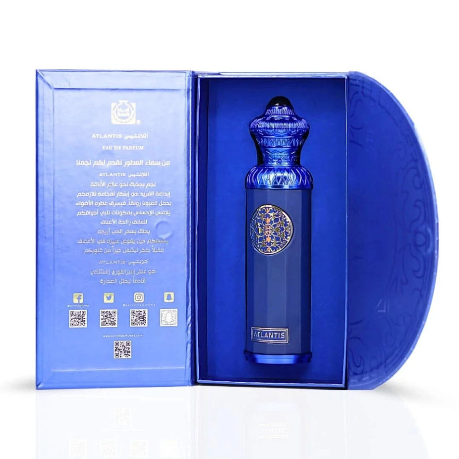 Surrati Atlantis Eau de Parfum Spray 140ml bottle with elegant packaging and fragrance details visible.
