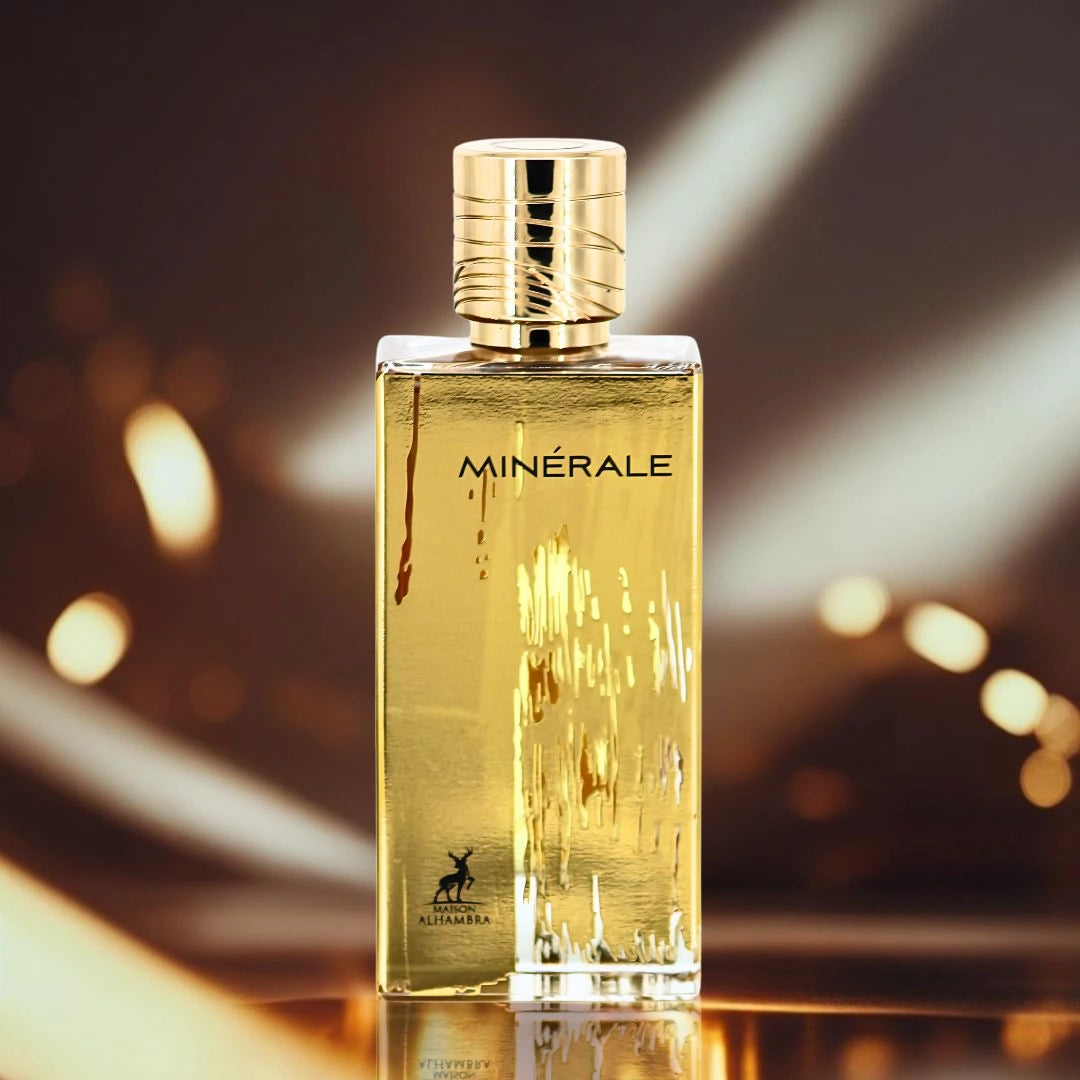 Minerale Gold Eau de Parfum Spray 100ml (3.4 oz) by Maison Alhambra | Smoky Patchouli, Osmanthus Silk, Suede-Kissed Woods - Intense Oud