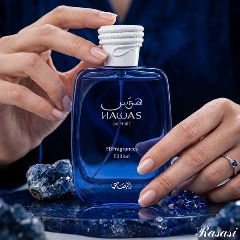 Hawas Sapphire X FBFragrances Edition Eau de Parfum Spray 100ml (3.4 oz) by Rasasi (Velvet Pouch)
