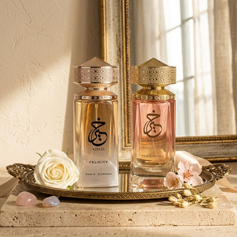 Khair Felicity & Khair Peach Delulu Eau de Parfum Spray 100ml (3.4 oz) by Paris Corner (Bundle)