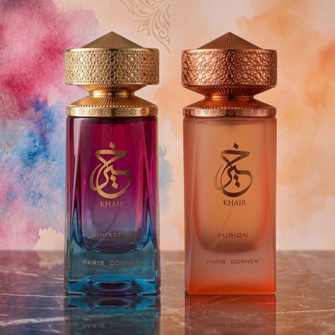 Khair Confection & Khair Fusion Eau de Parfum Sprays 100ml (3.4 oz) by Paris Corner (Bundle)