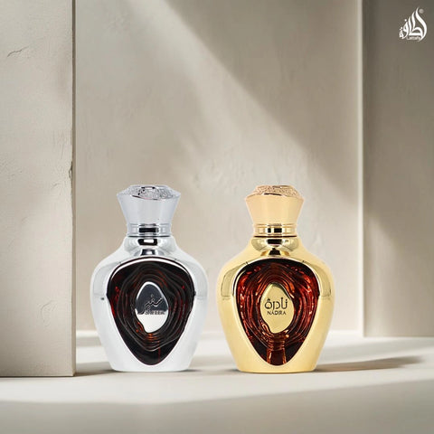 Niche Emarati Safeer & Nadira Eau De Parfum Sprays 100ml (3.4 oz) by Lattafa | A Pairing of Refined Spice and Luscious Fruity Delight (Bundle) - Intense Oud