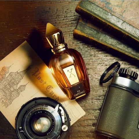 Xerjoff La Capitale parfum spray bottle, 50ml (1.7 oz), elegant glass container with a sleek cap and luxurious design.