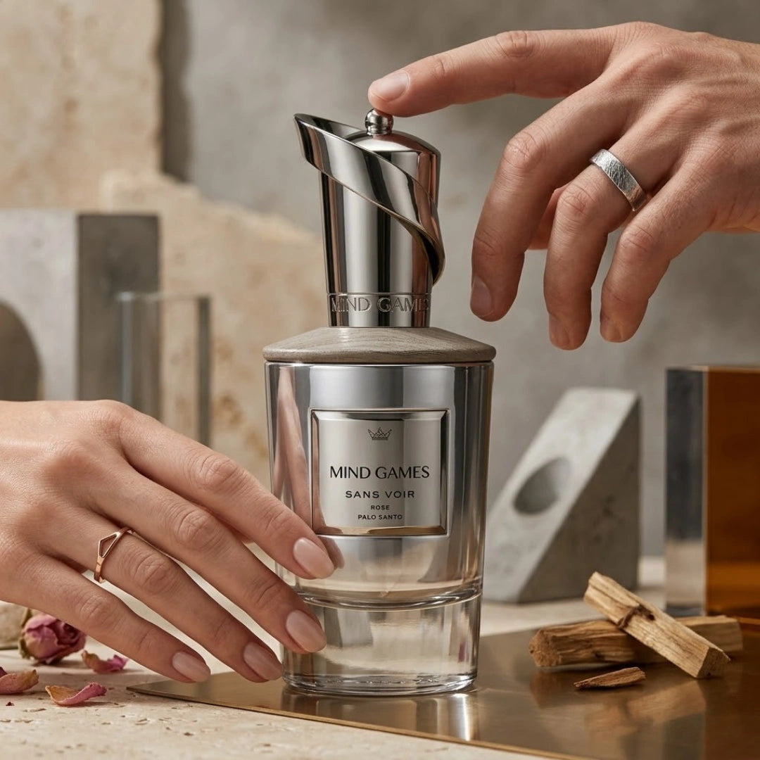 Mind Games Sans Voir Extrait de Parfum EDP 100ml bottle with sleek packaging and elegant design.
