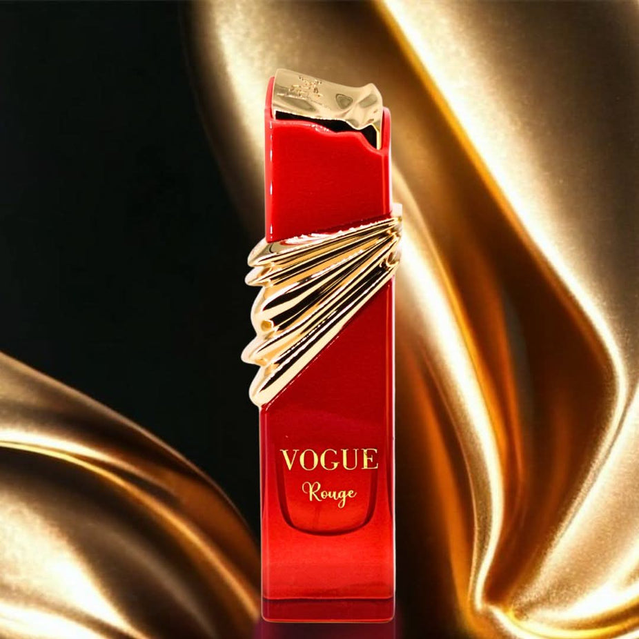 Maison Alhambra Vogue Rouge Eau de Parfum spray 100ml bottle with elegant packaging and vibrant red accents.