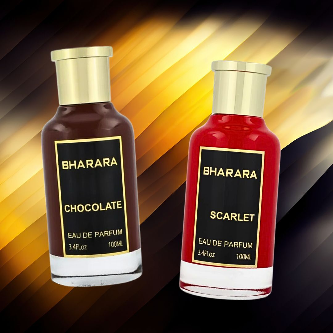 Bharara Chocolate & Bharara Scarlet EDP Sprays 100ML (3.4 OZ) By BHARARA | A Luxurious Bundle Of Spice, Sweetness, Citrus & Florals. (BUNDLE) - Intense Oud