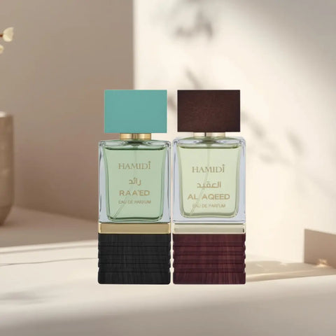 Al Aqeed & Raeed Eau de Parfum Sprays 100ml (3.4 oz) by Hamidi (Bundle) - Intense Oud