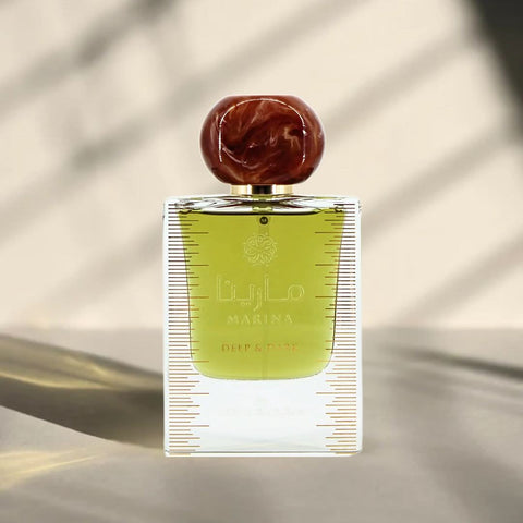Ard Al Zaafaran Marina Deep & Dark Eau de Parfum spray bottle, 50ml, with elegant packaging and dark fragrance notes.