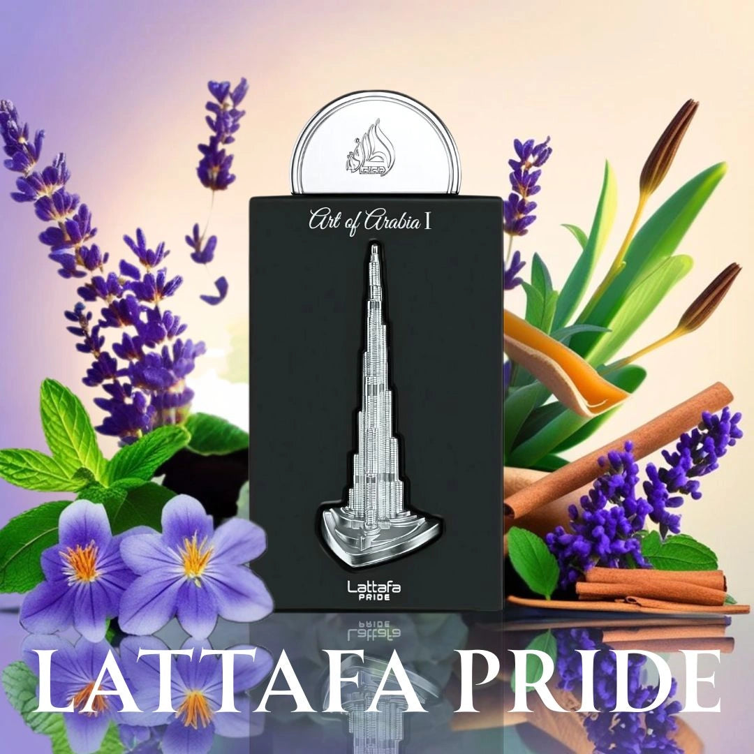 Art of Arabia I Eau de Parfum Spray 100ml (3.4 oz) by Lattafa Pride | Fresh Energy, Smoky Elegance, Timeless Edge - Intense Oud
