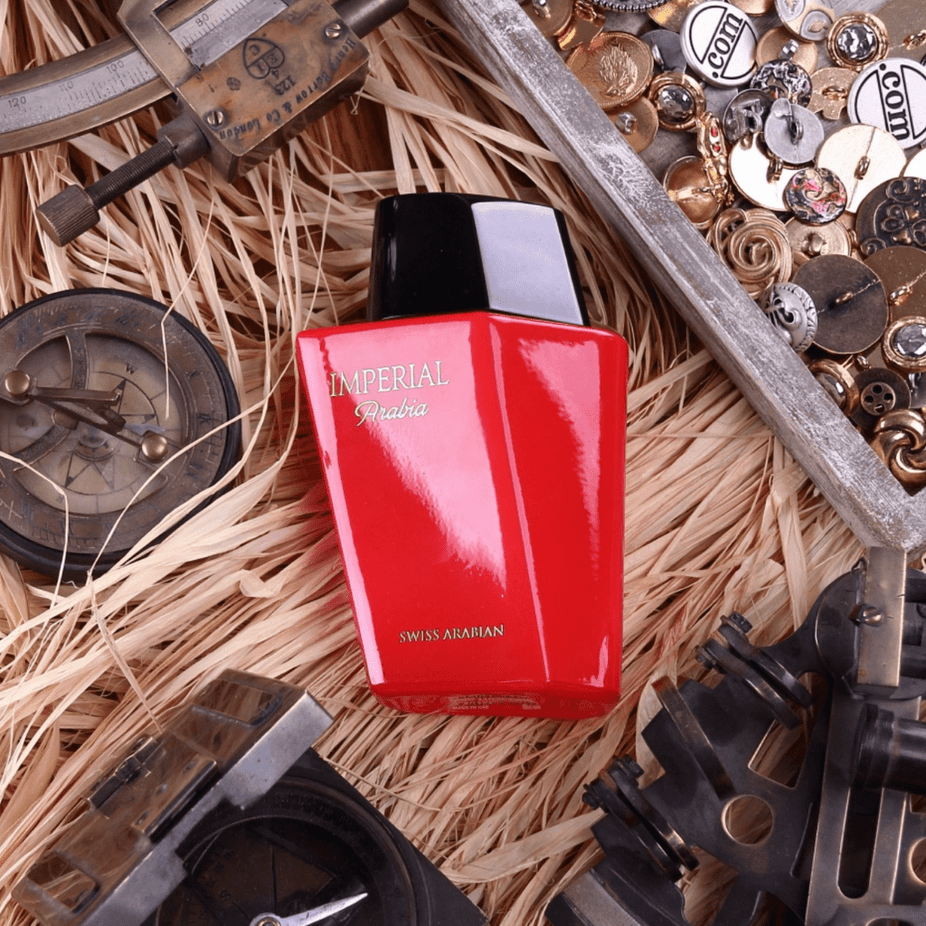 Imperial Arabia Eau De Parfum by Swiss Arabian, 100ml bottle with elegant packaging and spray nozzle visible