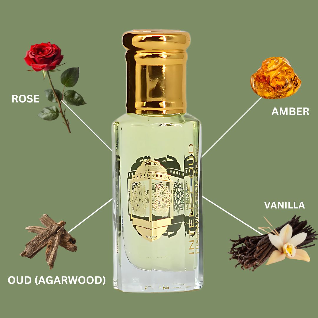 Attar Al Ishq Perfume Oil 12ML (0.40 OZ) With Black Gift Box By Intense Oud | Rich Rose, Warm Amber & Bold Oud. - Intense Oud