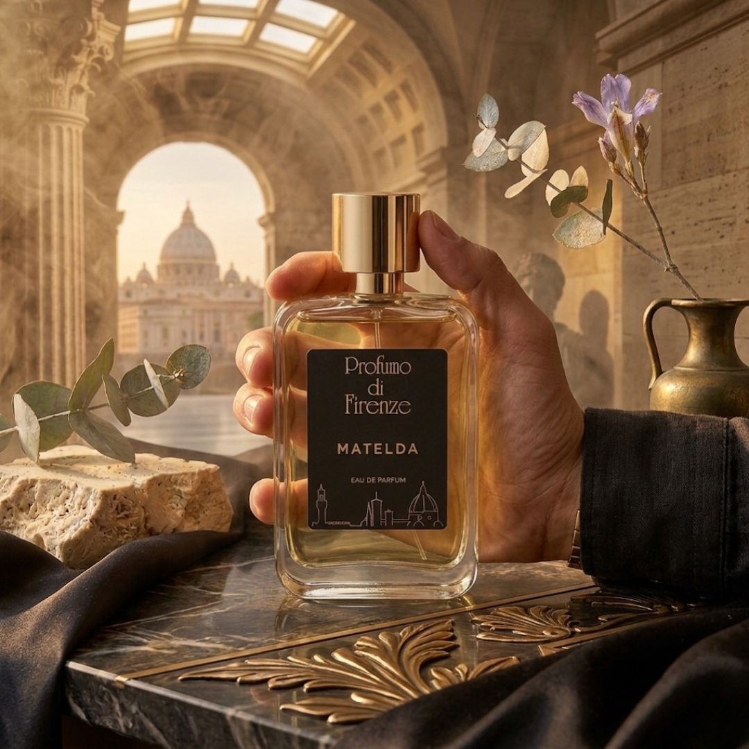 Profumo di Firenze Matelda Eau De Parfum 100ml bottle with elegant packaging and floral design.