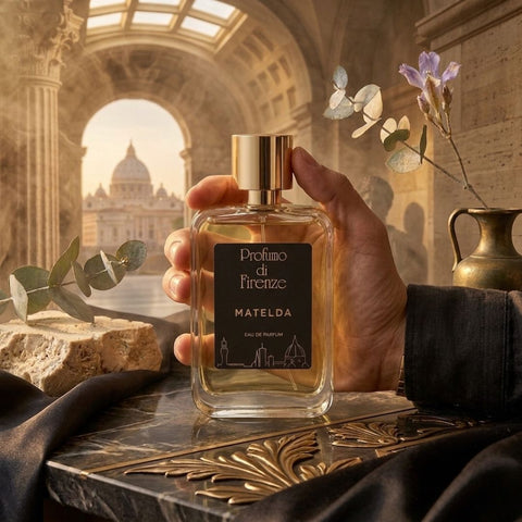 Profumo di Firenze Matelda Eau De Parfum 100ml bottle with elegant packaging and floral design.