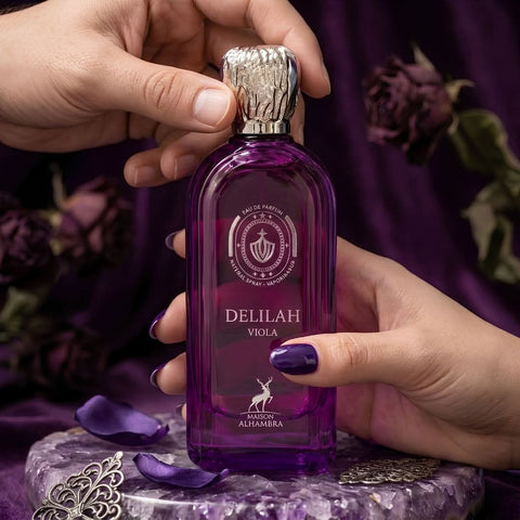 AUCTION Delilah Viola Eau de Parfum Spray 100ml (3.4 oz) by Maison Alhambra (Velvet Pouch)