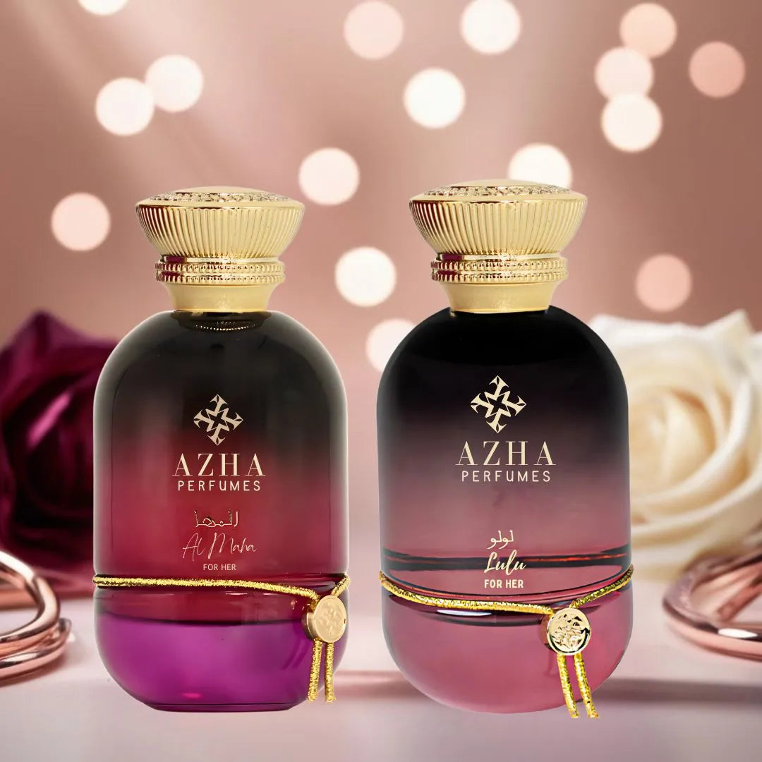 Lulu & Al Maha For Her Eau de Parfum Sprays 100ml (3.4 oz) by Azha | A Radiant Pair—Fresh Florals Meet Exotic Fruits & Deep Woods (Bundle) - Intense Oud