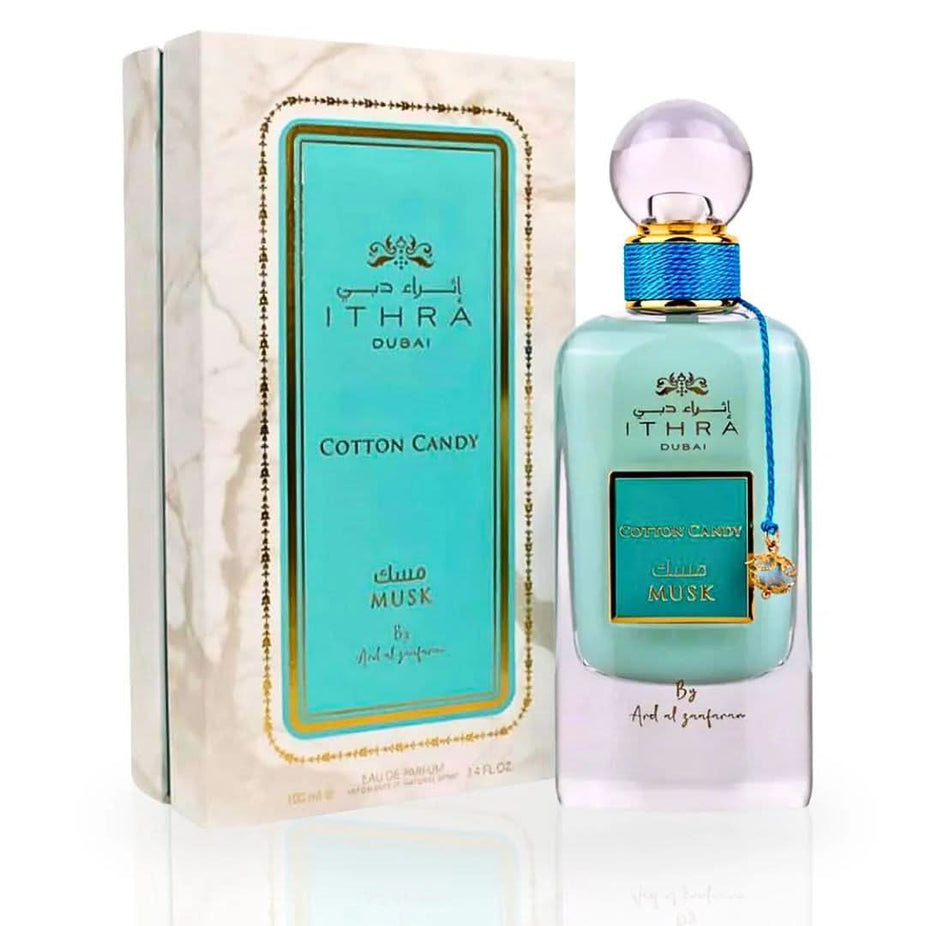 Set of four Ard Al Zaafaran Eau De Parfum sprays featuring Pomegranate Musk, Pistachio Musk, Mango Musk, and Cotton Candy Musk.