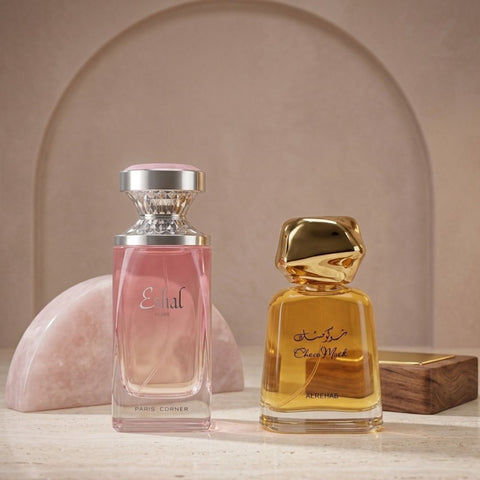 Eshal Musk By Paris Corner & Choco Musk by Al Rehab Eau de Parfum Sprays 100ml (3.4 oz) (Bundle)