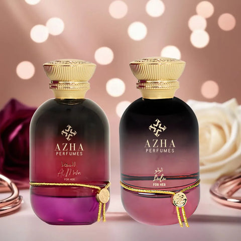 Lulu & Al Maha For Her Eau de Parfum Sprays 100ml (3.4 oz) by Azha | A Radiant Pair—Fresh Florals Meet Exotic Fruits & Deep Woods (Bundle) - Intense Oud