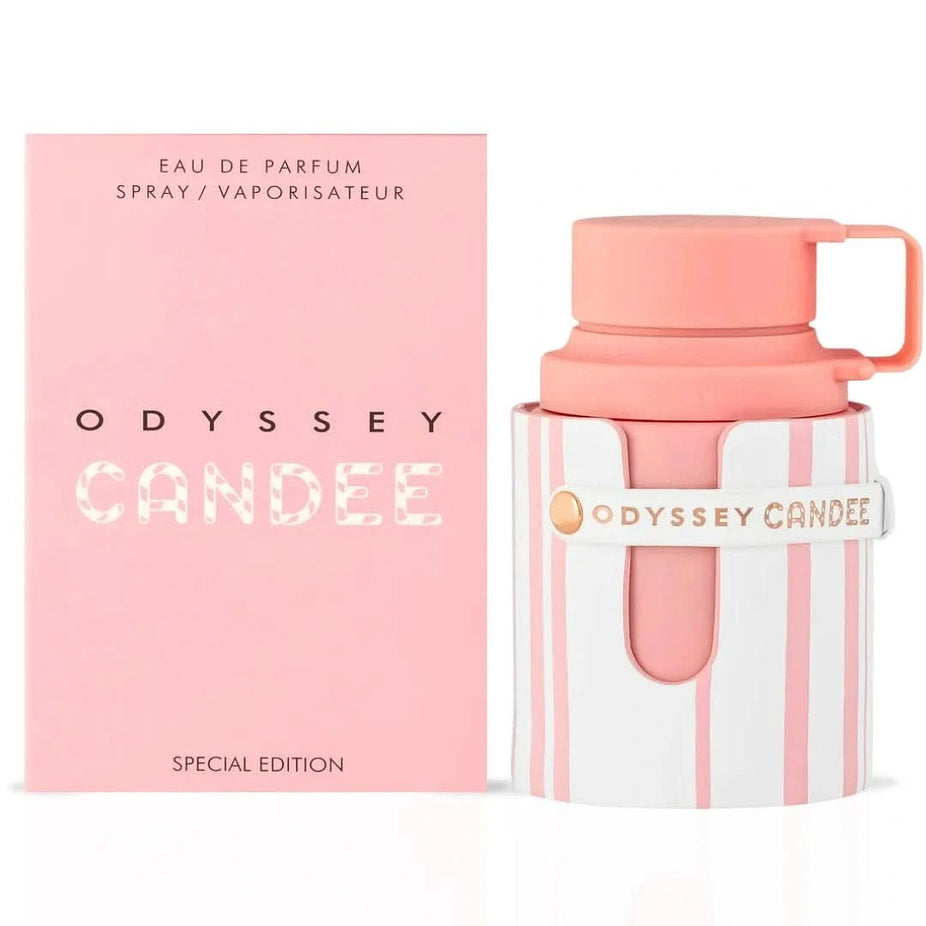 Bundle of three Armaf Odyssey perfumes including Marshmallow, Dubai Chocolat, and Candee Eau de Parfum 100ml bottles.
