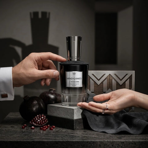 Bottle of Mind Games J’adoube Extrait de Parfum EDP 100ml with elegant packaging and branding, showcasing the perfume's luxurious design.