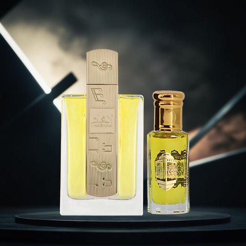 Angham Eau De Parfum Spray 100ML (3.4 OZ) by Lattafa & Now Girl Perfume Oil 12ML (0.40 OZ) by Intense Oud | A Dance of Bold and Soft—From Fiery Florals to Creamy Chic. (Bundle) - Intense Oud