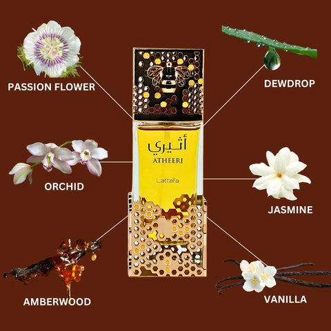 Atheeri Eau De Parfum Spray 100ML (3.4 OZ) by Lattafa (Velvet Pouch) - Intense Oud