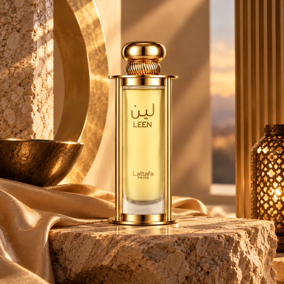 Lattafa Pride Leen EDP Eau De Parfum 100ml bottle with elegant packaging and fragrance details.