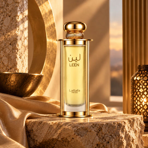 Lattafa Pride Leen EDP Eau De Parfum 100ml bottle with elegant packaging and fragrance details.