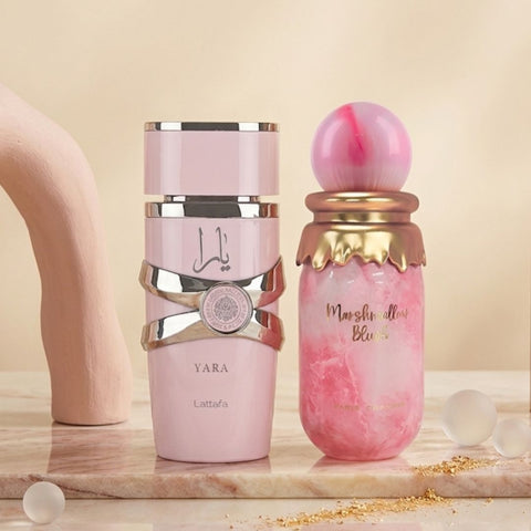 Yara by Lattafa & Marshmallow Blush by Paris Corner Eau de Parfum Sprays 100ml (3.4 oz) (Bundle)