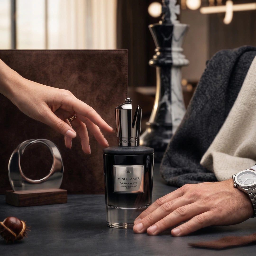 Opera Mate Extrait de Parfum by Mind Games, 100ml EDP bottle with elegant packaging and luxurious fragrance design.