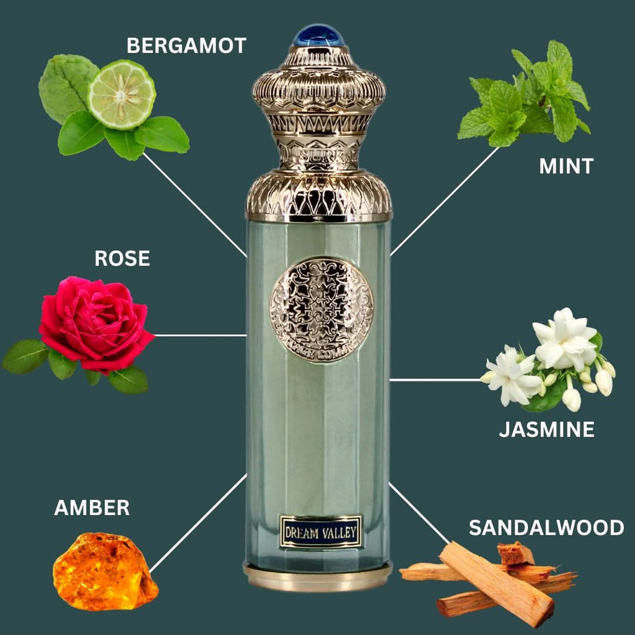 Surrati Dream Valley Eau de Parfum spray 140ml bottle with elegant floral and fruity fragrance design.