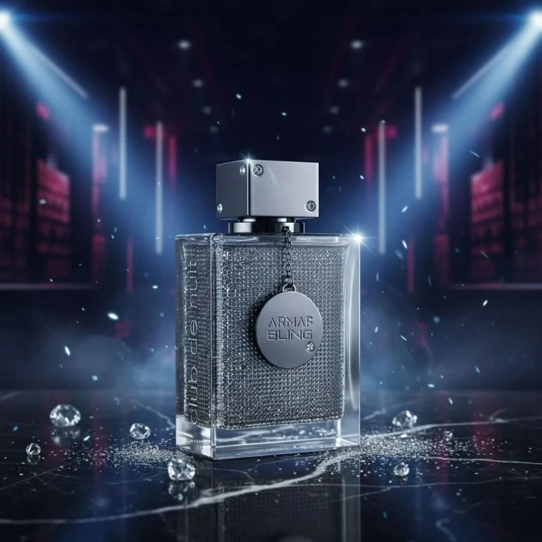 Armaf Club de Nuit Bling Eau de Parfum spray 75ml bottle with sleek design and gold accents on a white background