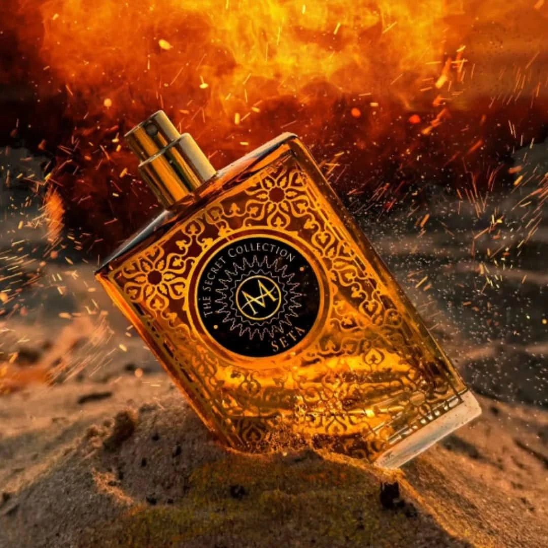 Moresque Seta Parfum Eau de Parfum spray bottle, 75ml (2.5 oz), elegant design with a sleek cap and floral accents.