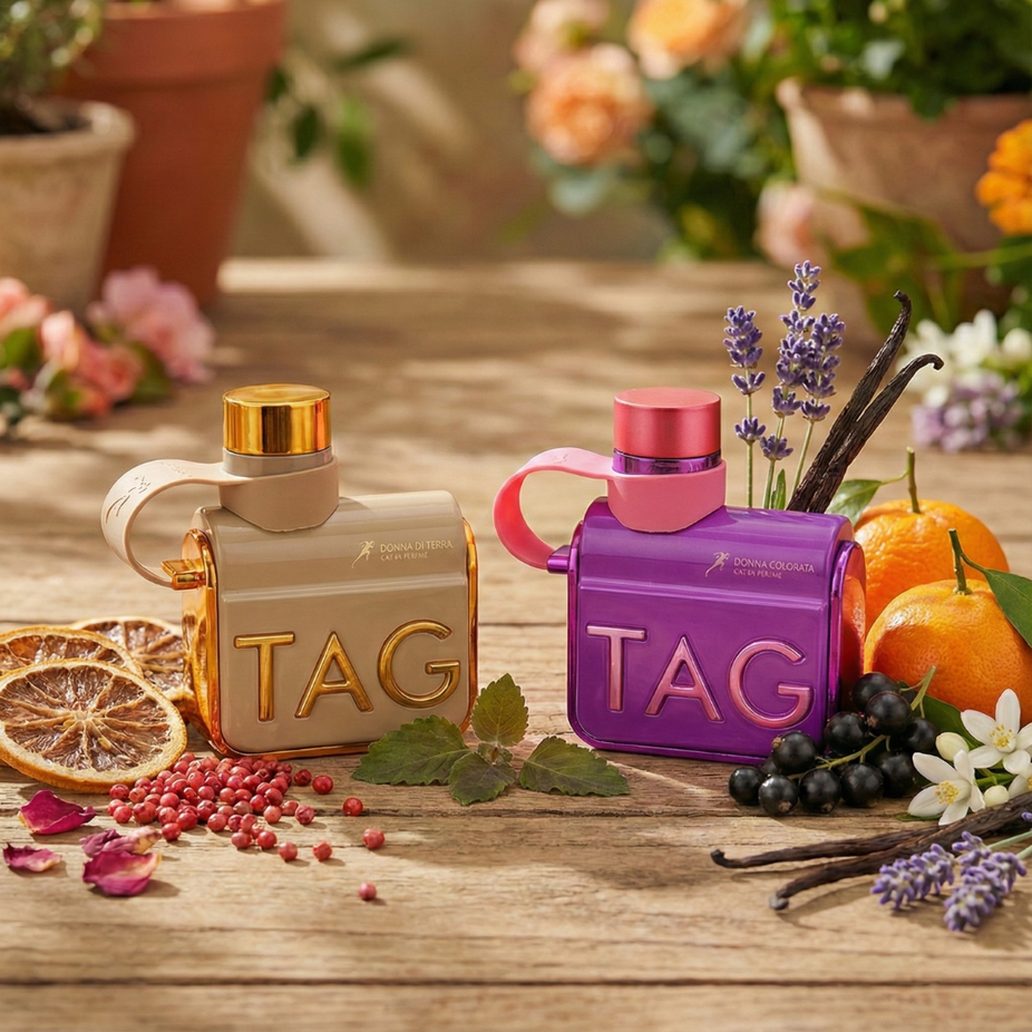Armaf Tag Donna Colorata & Di Terra Eau de Parfum bundle with two 100ml spray bottles, showcasing colorful perfume packaging.