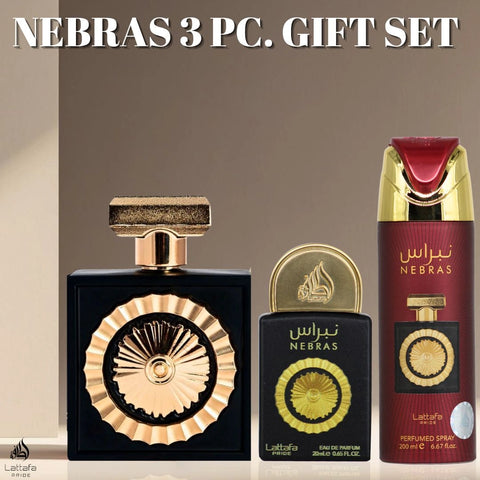 Lattafa Pride Nebras 3-Piece Eau de Parfum Gift Set | Juicy Berries Drizzled in Molten Chocolate (Gift Set) - Intense Oud