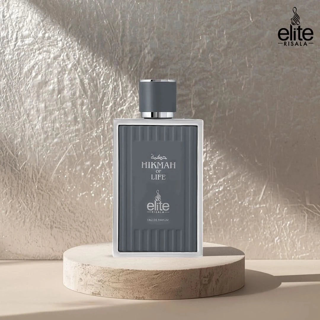 Elite Risala Hikmah Of Life Eau de Parfum spray 100ml with elegant bottle, showcasing the luxurious fragrance packaging.
