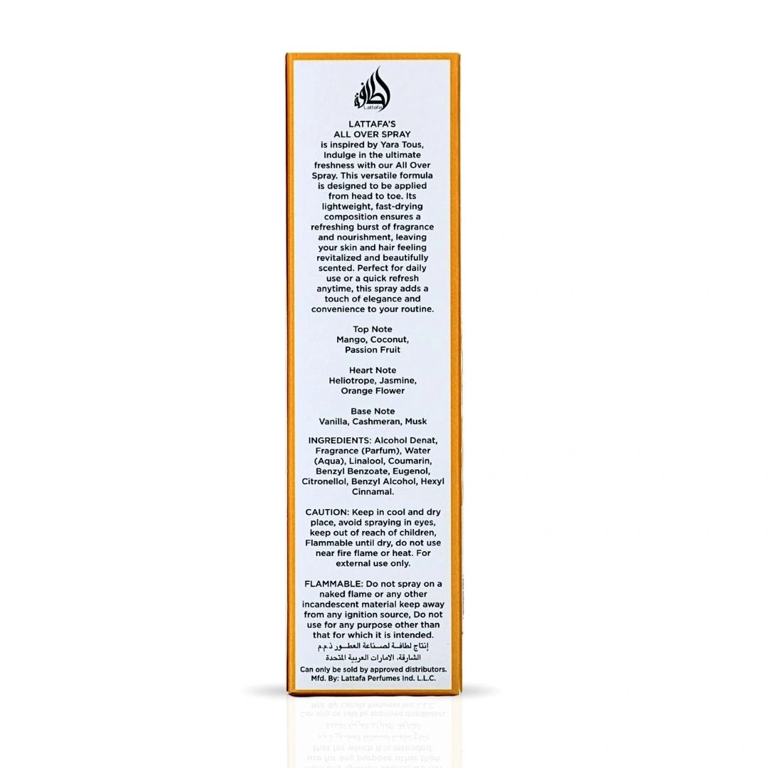 Yara Tous All Over Spray 150ml (5.07 oz) by Lattafa | A Tropical Hug in a Bottle - Intense Oud