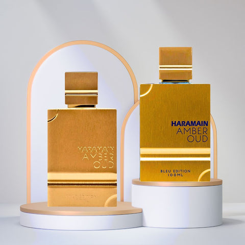 Amber Oud Gold Edition & Amber Oud Bleu Edition - EDP Sprays 100ML (3.4 OZ) By Al Haramain | Long Lasting & Luxurious Perfumes. (ICONIC BUNDLE) - Intense Oud