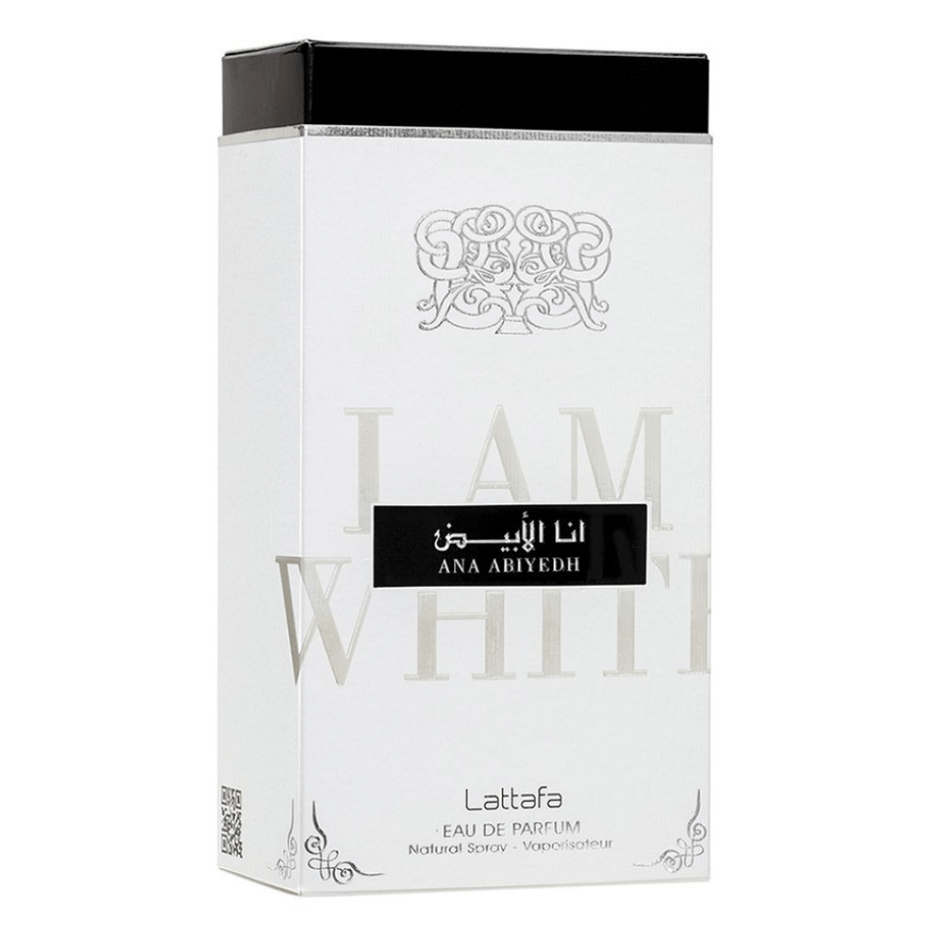 Lattafa Ana Abiyedh Eau De Parfum 30ML bottle with elegant packaging and floral-woody fragrance design.