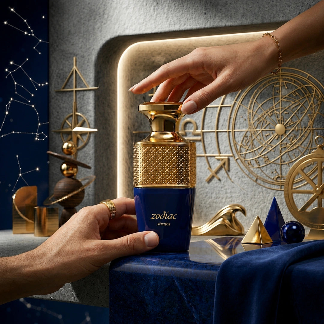Zodiac Stratos Eau de Parfum spray by Paris Corner, 100ml bottle with sleek packaging, showcasing the fragrance’s elegant design.