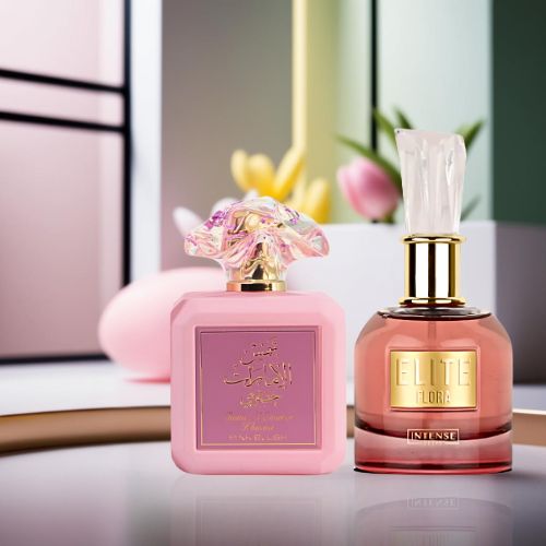 Pink Blush by Ard Al Zaafaran & Elite Flora by Intense Elite - Eau De Parfum Sprays 100ML (3.4 OZ) | Two Scents, One Story—Of Blooming Flowers & Sugared Dreams. (Bundle) - Intense Oud