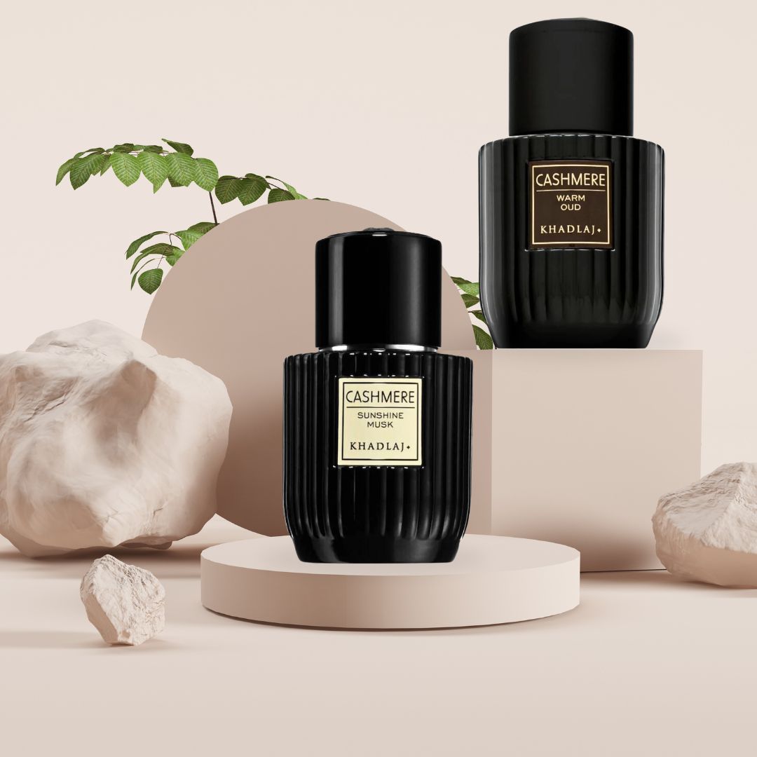 Cashmere Sunshine Musk & Cashmere Warm Oud - EDP Sprays 100ML (3.4 OZ) By Khadlaj | Experience The Refreshing Aroma Of These Exquisite Fragrances. (DELUXE BUNDLE) - Intense Oud