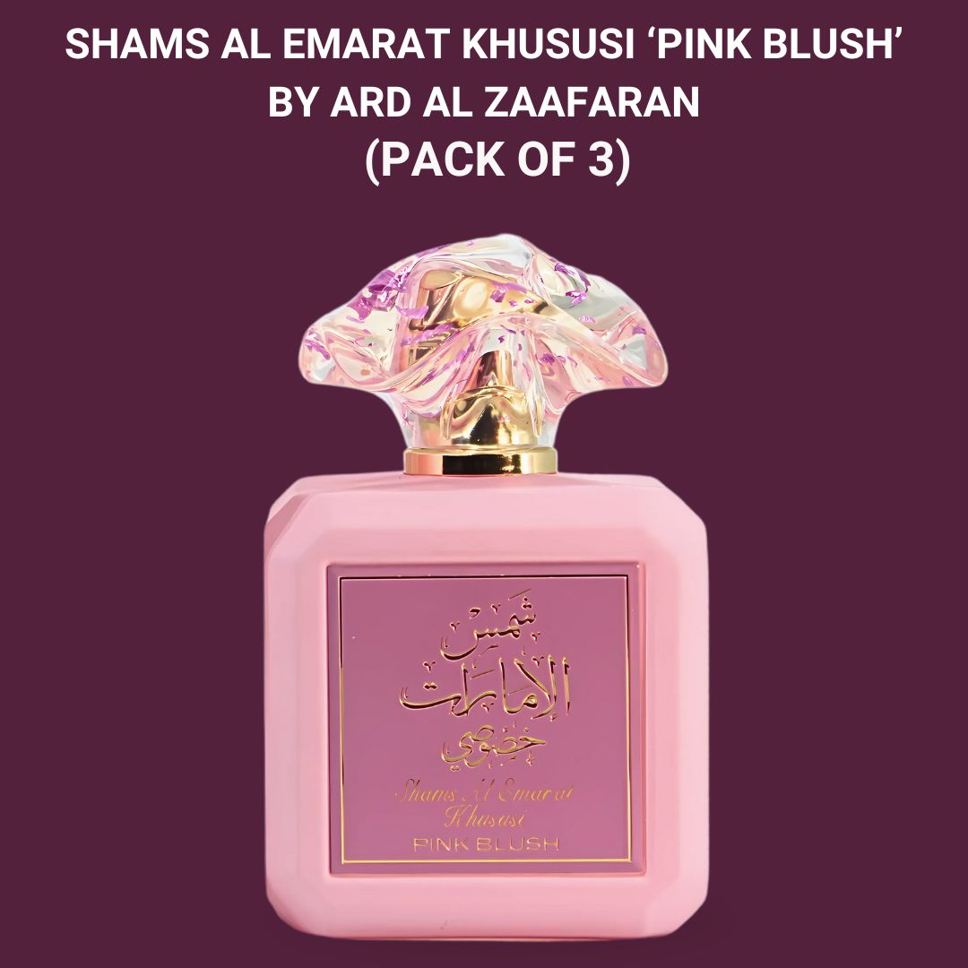 Pink Blush Shams Al Emarat Khususi Eau De Parfum Spray 100ML (3.4 OZ) by Ard Al Zaafaran | A Sweet, Elegant Fragrance for Every Occasion. (Pack of 3) - Intense Oud