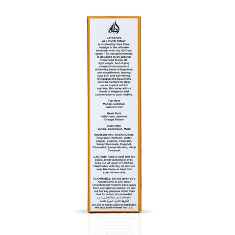 Yara Tous All Over Spray 150ml (5.07 oz) by Lattafa | A Tropical Hug in a Bottle - Intense Oud