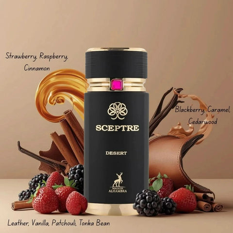 Maison Alhambra Sceptre Collection perfume spray bundle with Malachite, Amazonite, Oceana, Bronzite, and Desert Eau de Parfum, 100ml.