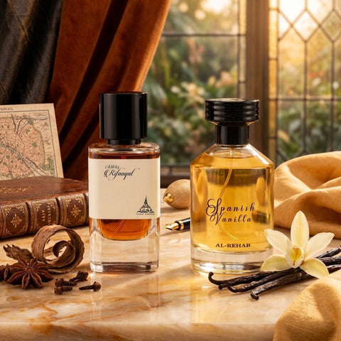 Rifaaqat 80ml (2.7 oz) by Paris Corner & Spanish Vanilla 100ml (3.4 oz) by Al Rehab Eau de Parfum Sprays (Bundle)